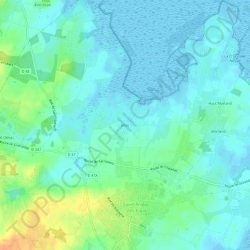 Mapa topográfico Bilac, altitude, relevo