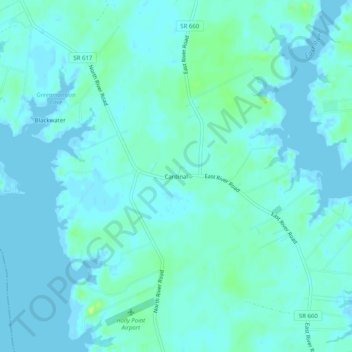 Mapa topográfico Cardinal, altitude, relevo