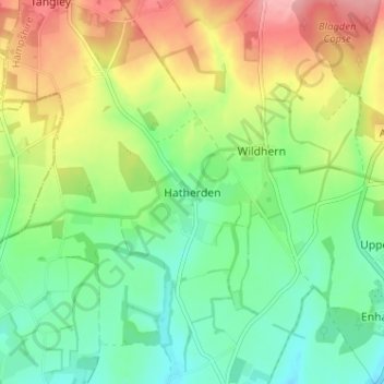 Mapa topográfico Hatherden, altitude, relevo