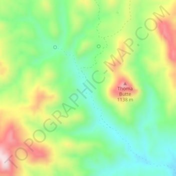 Mapa topográfico Briggs, altitude, relevo
