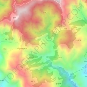 Mapa topográfico pirag, altitude, relevo