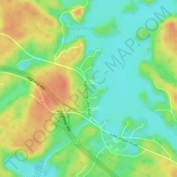 Mapa topográfico Horseshoe Lake, altitude, relevo