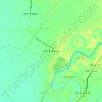 Mapa topográfico San Antonio, altitude, relevo