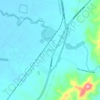 Mapa topográfico La Paila, altitude, relevo