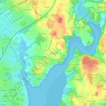 Mapa topográfico Kerhervy, altitude, relevo