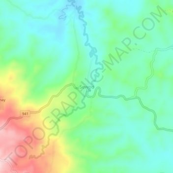 Mapa topográfico Sewod, altitude, relevo