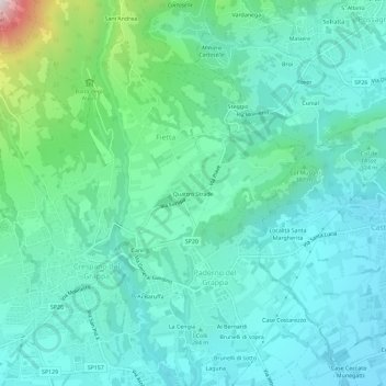 Mapa topográfico Quattro Strade, altitude, relevo