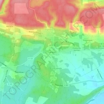 Mapa topográfico Gattigues, altitude, relevo
