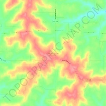 Mapa topográfico Wilmington, altitude, relevo