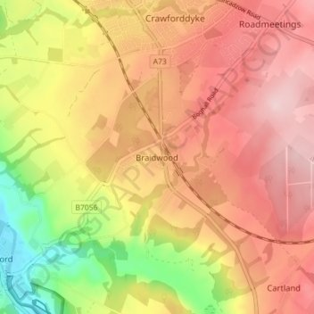 Mapa topográfico Braidwood, altitude, relevo