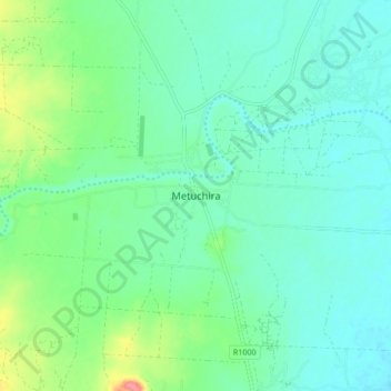 Mapa topográfico Metuchira, altitude, relevo