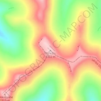 Mapa topográfico Tri-Kolo, altitude, relevo