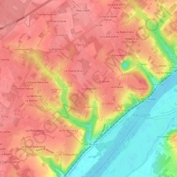 Mapa topográfico La Vinalière, altitude, relevo