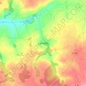 Mapa topográfico Lanleya, altitude, relevo