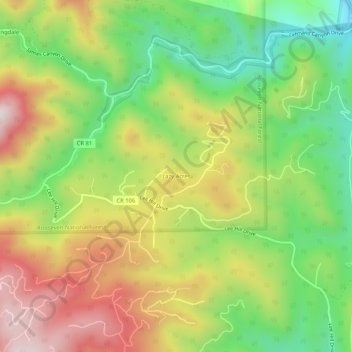 Mapa topográfico Lazy Acres, altitude, relevo