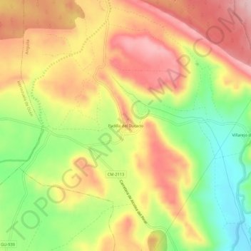 Mapa topográfico Padilla del Ducado, altitude, relevo
