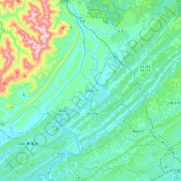 Mapa topográfico Clinton, altitude, relevo