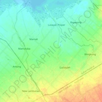 Mapa topográfico Lutayan, altitude, relevo
