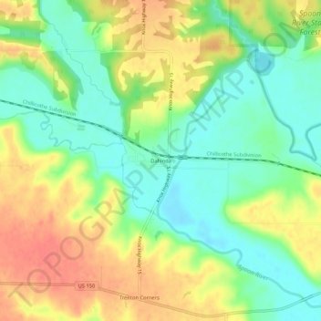 Mapa topográfico Dahinda, altitude, relevo