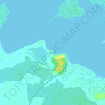 Mapa topográfico Playa La Jibara, altitude, relevo