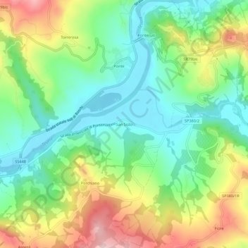 Mapa topográfico San Sisto, altitude, relevo
