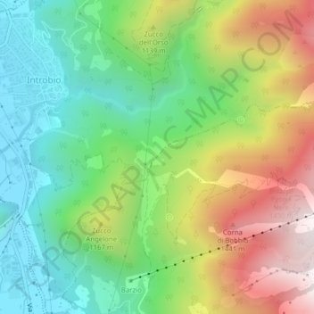 Mapa topográfico Passo di Nava, altitude, relevo