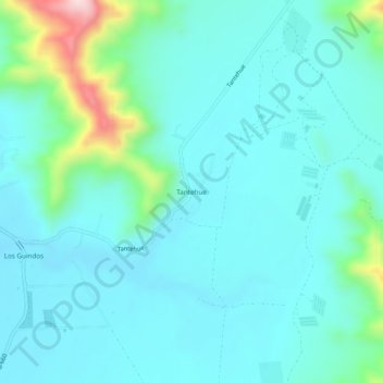 Mapa topográfico Tantehue, altitude, relevo