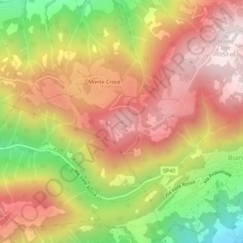 Mapa topográfico Monte Crocione, altitude, relevo