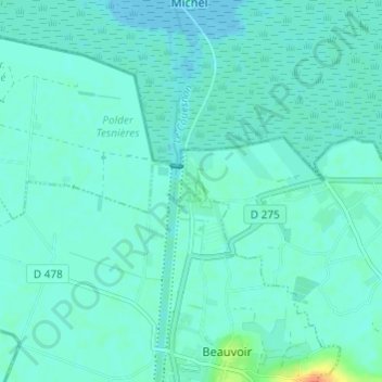 Mapa topográfico La Caserne, altitude, relevo