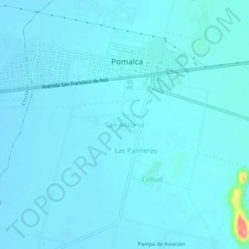 Mapa topográfico San Antonio, altitude, relevo