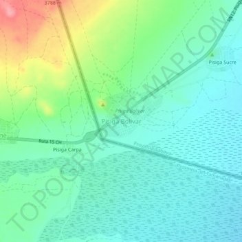Mapa topográfico Pisiga Bolívar, altitude, relevo