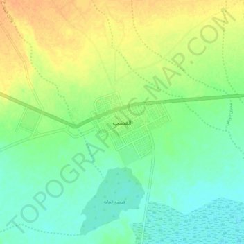 Mapa topográfico Al Qasab, altitude, relevo