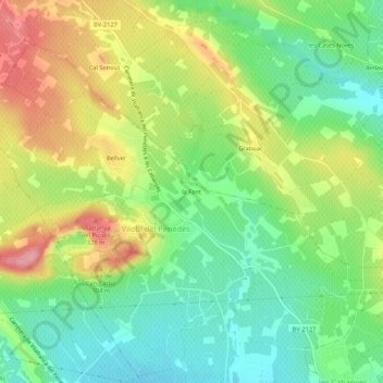 Mapa topográfico la Font, altitude, relevo