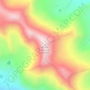 Mapa topográfico Mount Massive, altitude, relevo