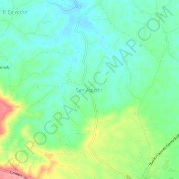 Mapa topográfico San Agustin, altitude, relevo