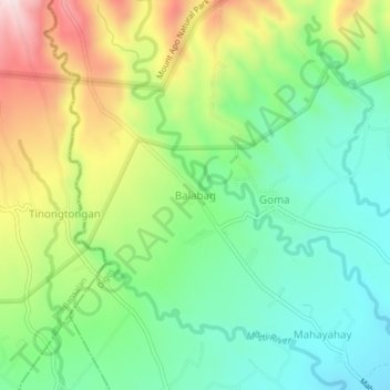 Mapa topográfico Balabag, altitude, relevo