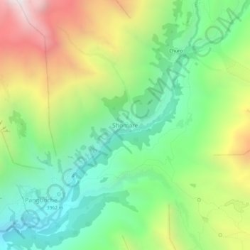 Mapa topográfico Shomare, altitude, relevo