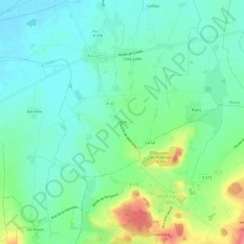 Mapa topográfico Lacet, altitude, relevo