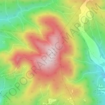 Mapa topográfico Monte Calvi, altitude, relevo