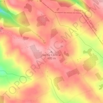 Mapa topográfico Sierra Central, altitude, relevo