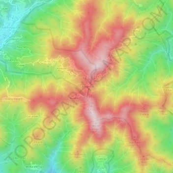 Mapa topográfico Castagnola, altitude, relevo