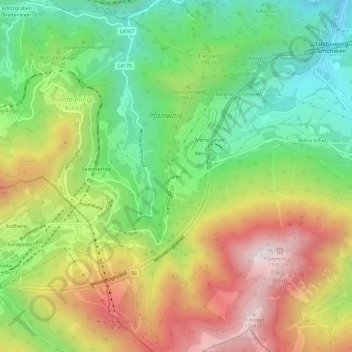 Mapa topográfico Greis, altitude, relevo