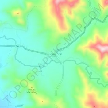 Mapa topográfico Dugmanon, altitude, relevo