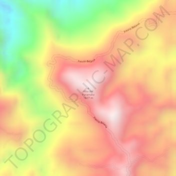 Mapa topográfico Alto del Paramillo, altitude, relevo