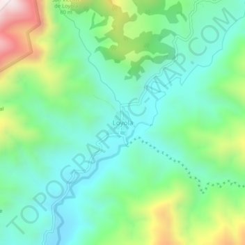 Mapa topográfico Loyola, altitude, relevo