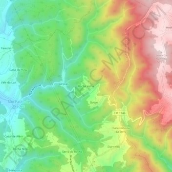 Mapa topográfico Rocha Velha, altitude, relevo