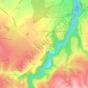 Mapa topográfico Le Breuil, altitude, relevo
