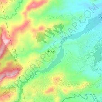 Mapa topográfico Haduan, altitude, relevo