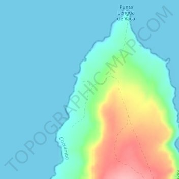 Mapa topográfico Lengua de Vaca, altitude, relevo