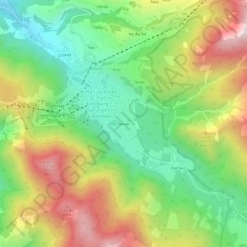 Mapa topográfico Runcac, altitude, relevo